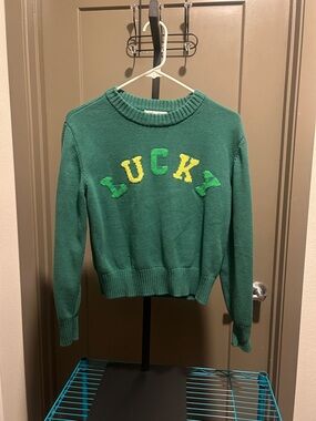 Grayson Threads Green 'Lucky' Scoopneck Crew Sweater